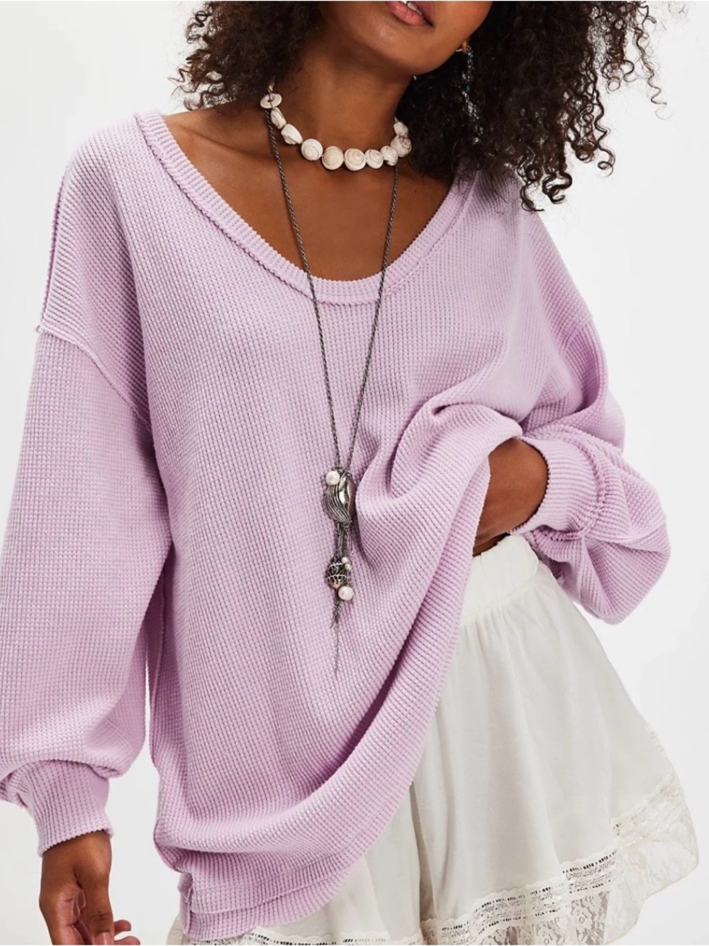 NWT Free People We The Free Coast 2 Coast Thermal Blush Lilac Size XS Oversized